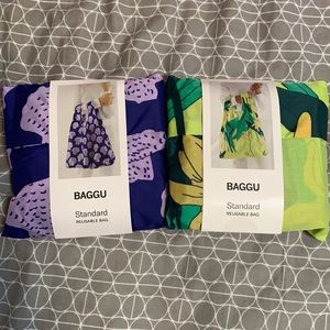 NWT- 2 Baggu Standard Reusable bags. Yellow Lily and Scallop Shell print.